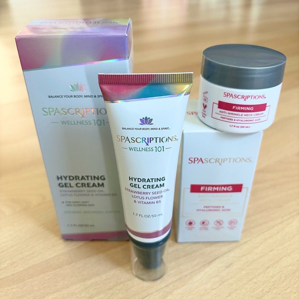 SpaScriptions Firming Anti-Wrinkle Neck Cream + Hydrating Gel Cream Set of 2